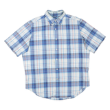 NAUTICA Mens Blue & Grey Checked Cotton Blend Shirt L Button Down Short Sleeve