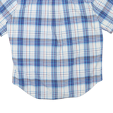 NAUTICA Mens Blue & Grey Checked Cotton Blend Shirt L Button Down Short Sleeve