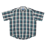 PENDLETON Mens Blue & White Plaid Short Sleeve Shirt XL Cotton Blend Button-Down