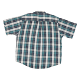 PENDLETON Mens Blue & White Plaid Short Sleeve Shirt XL Cotton Blend Button-Down