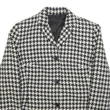 TOWN Womens Black & White Houndstooth Jacket M Wool Blend Button Closure Classic