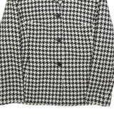 TOWN Womens Black & White Houndstooth Jacket M Wool Blend Button Closure Classic