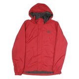 THE NORTH FACE Mens Red Hooded Zip Cotton Jacket L Outdoor Lightweight Plain