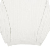 ALPENLAND Mens White & Brown Patterned Jumper Roll Neck Cable Knit L Wool Blend