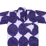 Mens Purple & White Abstract Pattern Shirt L Polyester Blend Summer