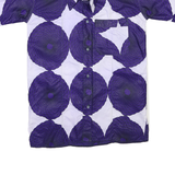 Mens Purple & White Abstract Pattern Shirt L Polyester Blend Summer