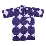 Mens Purple & White Abstract Pattern Shirt L Polyester Blend Summer