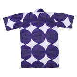 Mens Purple & White Abstract Pattern Shirt L Polyester Blend Summer