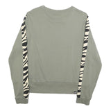 PUMA Womens Green Crew Neck M Sweatshirt Cotton Blend Zebra Print Stripe