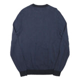 BOSS Mens Blue Jumper Plain Crew Neck Basic Knit M Classic Cotton Blend Comfort