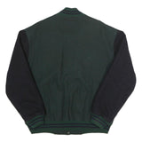 OXFORD UNIVERSITY Mens Green & Black Bomber Jacket XL Wool Blend Plain Casual