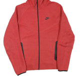 NIKE Mens Red Full Zip Hoodie M Cotton Blend Sportswear Casual