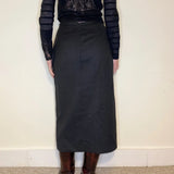 La Madeleine Maxi Skirt - 29W UK 10 Grey Wool Blend