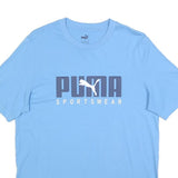 PUMA Mens Blue Crew Neck Short Sleeve T-Shirt M Cotton Sportswear Logo