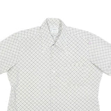 Mens White Grey Check Short Sleeve Shirt L Lightweight Summer Casual
