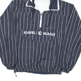 KARL KANI Mens Blue & White Striped Hooded Jacket M Polyester Blend Zip Pullover