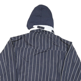 KARL KANI Mens Blue & White Striped Hooded Jacket M Polyester Blend Zip Pullover