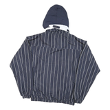 KARL KANI Mens Blue & White Striped Hooded Jacket M Polyester Blend Zip Pullover