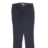DICKIES Womens Slim Navy Blue Cotton Blend Trousers W27 L30 Zip Closure