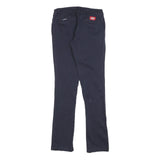 DICKIES Womens Slim Navy Blue Cotton Blend Trousers W27 L30 Zip Closure