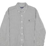 RALPH LAUREN Mens Black & White Stripe Cotton Shirt M Button Down Long Sleeve