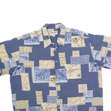 COOKE STREET Mens Blue Beige Hawaiian Shirt 2XL Cotton Blend Relaxed Fit Summer