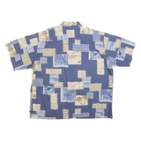COOKE STREET Mens Blue Beige Hawaiian Shirt 2XL Cotton Blend Relaxed Fit Summer