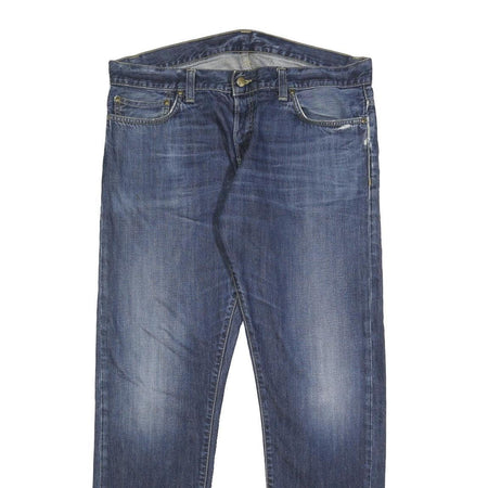 CARHARTT Mens Slim Blue Denim Slim Jeans W34 L32 Classic Button Closure