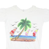 CO SPORT Womens White Cotton Day Dress Short Sleeve XL Beach Scene Print Casual