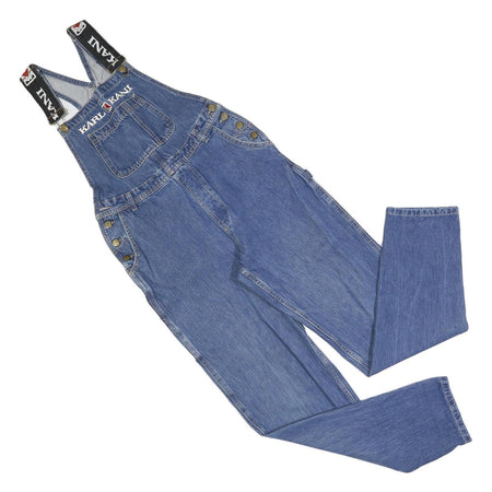 KARL KANI Womens Blue Denim Dungarees Regular Fit Cotton Blend M W30 L34 Logo