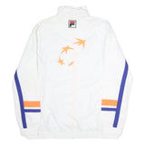 FILA Mens White Blue & Orange Tennis Jacket 2XL Polyester Zip Sports