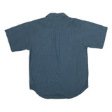 BUGLE BOY Mens Blue Cotton Casual Shirt L Button Pocket Embroidered Crest