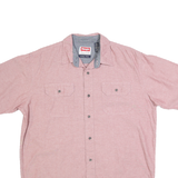 WRANGLER Mens Pink Cotton Blend Short Sleeve Shirt M Button Front Casual