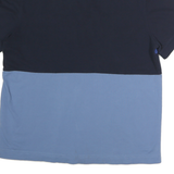 NAUTICA Mens Blue & Navy Block Stripe Short Sleeve Polo Shirt M Cotton