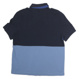 NAUTICA Mens Blue & Navy Block Stripe Short Sleeve Polo Shirt M Cotton
