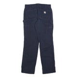 CARHARTT Womens Regular Fit Navy Cotton Blend Straight Leg Trousers W28 L31