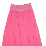 MONSOON Womens Pink Midi Woven Skirt Embroidered Waistband M Comfortable Stylish