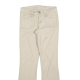 SPOON Womens Cotton Blend Beige Regular Fit Trousers W28 L30 Zip Pocketed
