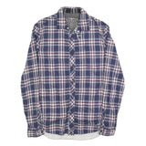 GUESS Mens Blue & Maroon Check Shirt M Cotton Blend Button Collar Casual