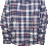 GUESS Mens Blue & Maroon Check Shirt M Cotton Blend Button Collar Casual