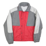 Mens Grey & Red Polyester Blend Outdoor Jacket L Zip Plain Casual Coat