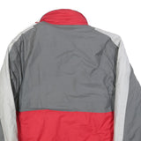 Mens Grey & Red Polyester Blend Outdoor Jacket L Zip Plain Casual Coat