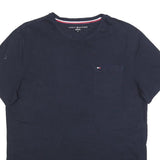 TOMMY HILFIGER Mens Navy Blue T-Shirt M Short Sleeve Crew Neck Pocket Logo