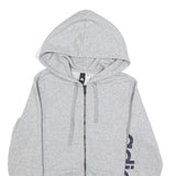 ADIDAS Womens Grey Hoodie L Full Zip Printed Logo Cotton Blend Casual