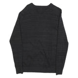 CALVIN KLEIN Mens Black Patterned Cotton Jumper V Neck Basic Knit S Lightweight