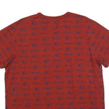 CHAMPION Mens Red & Navy All Over Logo Graphic T-Shirt XL Short Sleeve Crew Neck