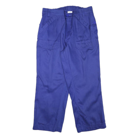 Relaxed Fit Mens Cotton Blend Blue Workwear Trousers W35 L28 Pocketed Zip