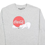 COCA COLA Womens Grey Sweatshirt L Crew Neck Cotton Blend Pullover Graphic Print