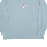 CUFFYS Womens Blue Collar L Floral Heart Embroidered Sweatshirt Casual Pullover