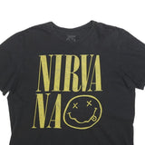NIRVANA Mens Black Graphic T-Shirt L Short Sleeve Crew Neck Band Cotton Blend
